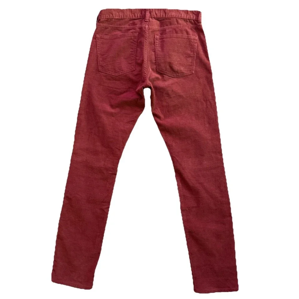 J Crew 250 Corduroy Pants Mens Sz 31x32 Rust Plank Slim Straight Leg Cotton Flex